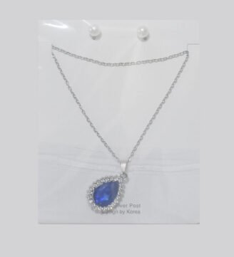Elegant-Blue-Teardrop-Pendant-Necklace-with-Pearl-Stud-Earrings-Pid-113