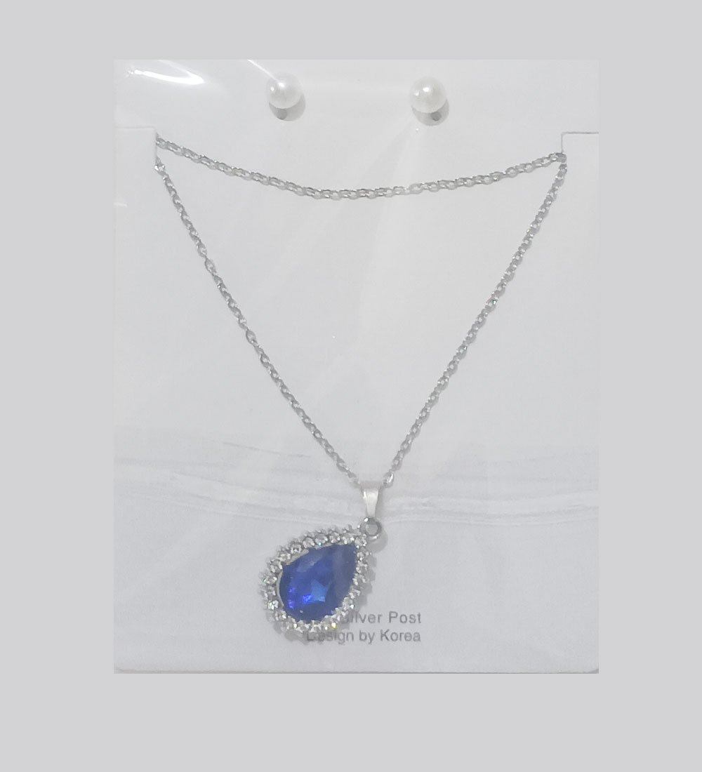 Elegant-Blue-Teardrop-Pendant-Necklace-with-Pearl-Stud-Earrings-Pid-113