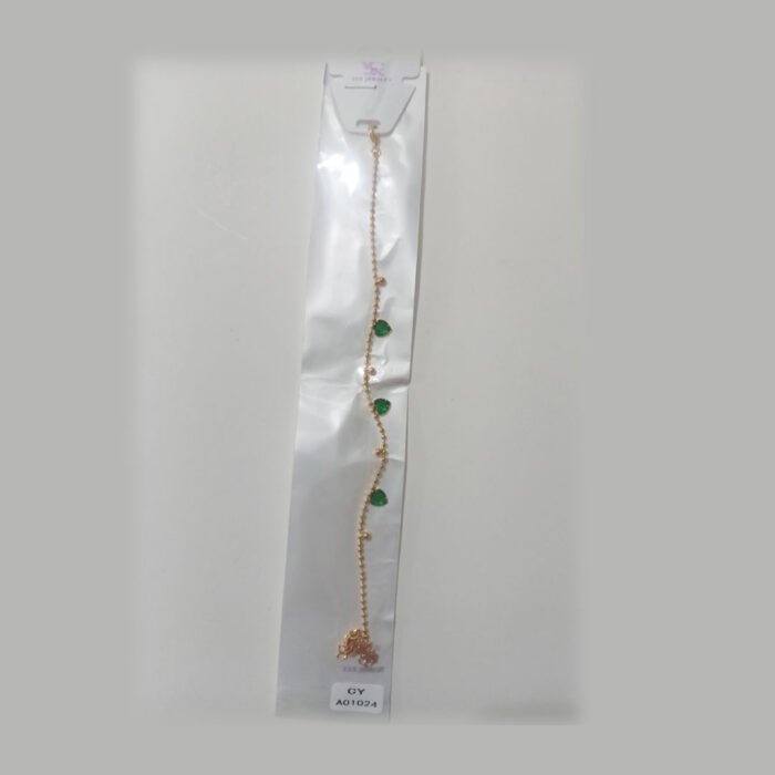 Elegant-Gold-Plated-Anklet-with-Green-Crystal-Stones-for-Women