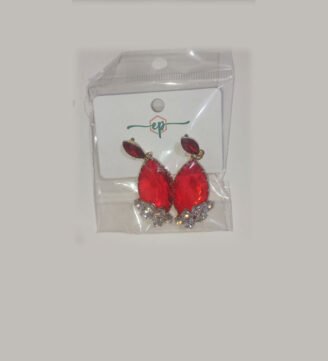 Ruby Red Teardrop Dangle Earrings