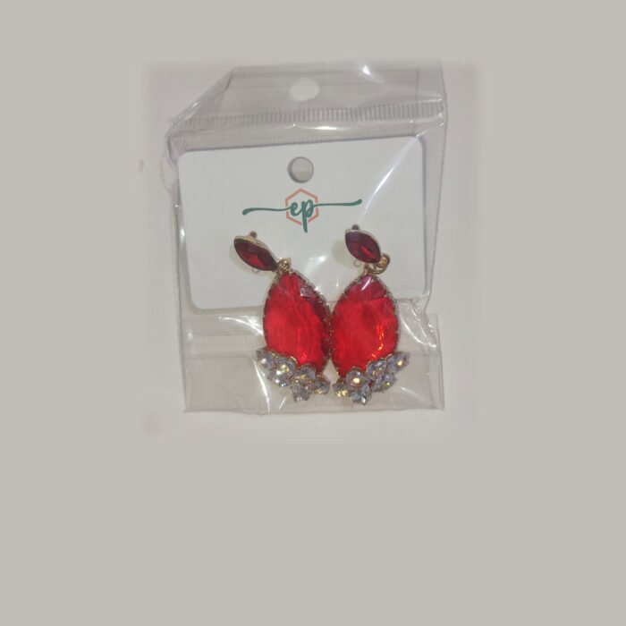 Ruby Red Teardrop Dangle Earrings