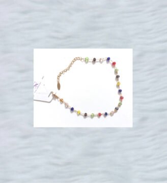 Multicolor Beaded Gold Bracelet – Adjustable Chain with Korea-Inspired Design