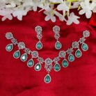 Diamond-Cut-Green-Teardrop-Necklace-&-Earrings-Set
