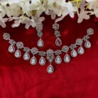 Diamond-Cut-White-Teardrop-Necklace-&-Earrings-Set