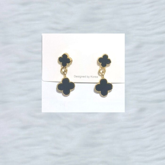 Golden-Edge-–-Black-Clover-Drop-Earrings-Saajworld