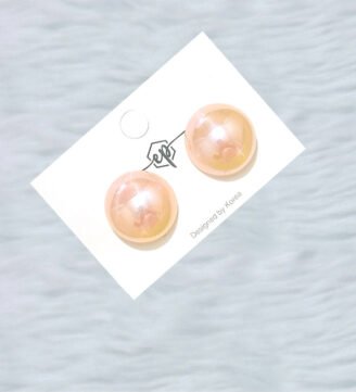 Brand New Glossy Light Pink Stud Earrings – Round Korea-Inspired Pearl Finish