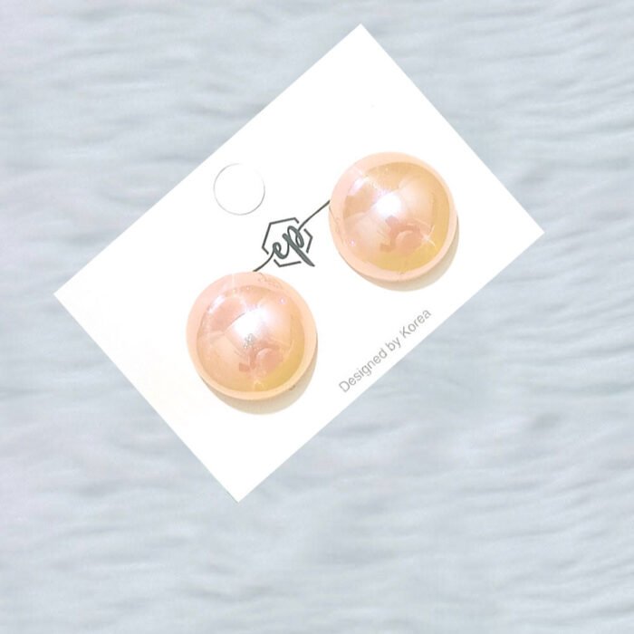 Oversized-Peach-Iridescent-Pearl-Stud-Earrings-(Korean-Design).-Saajworld