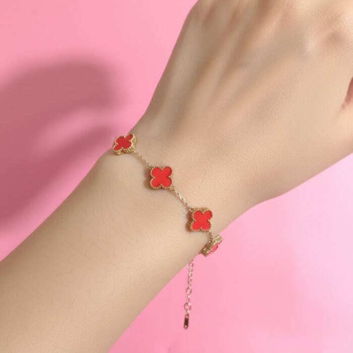 Red-Clover-Stainless-Steel-Bracelet-image