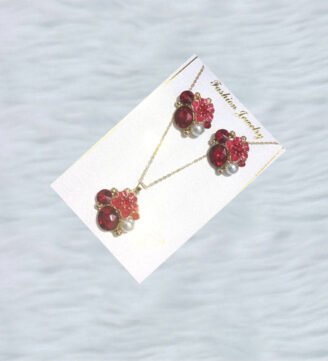 Red-Crystal-Flower-Jewelry-Set