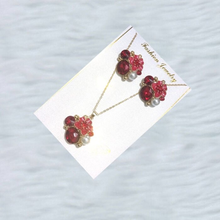 Red-Crystal-Flower-Jewelry-Set