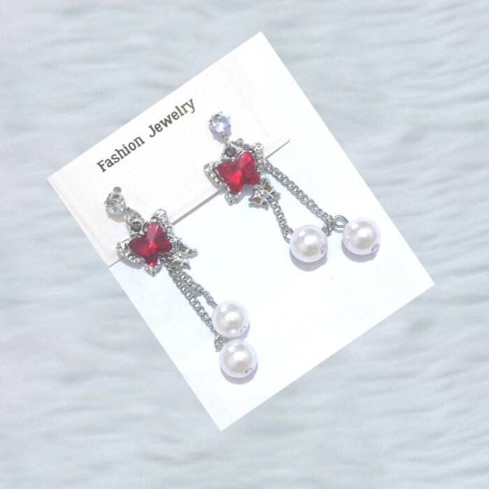 Red-bow-pearl-dangle-earrings Red-bow-pearl-dangle-earrings