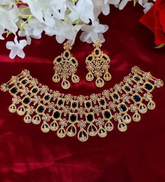 Royal-Blue-Stone-Silver-Plated-Bridal-Necklace-Set