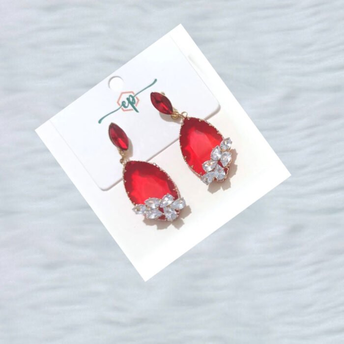 Ruby-Red-Teardrop-Dangle-Earrings-Saajworld